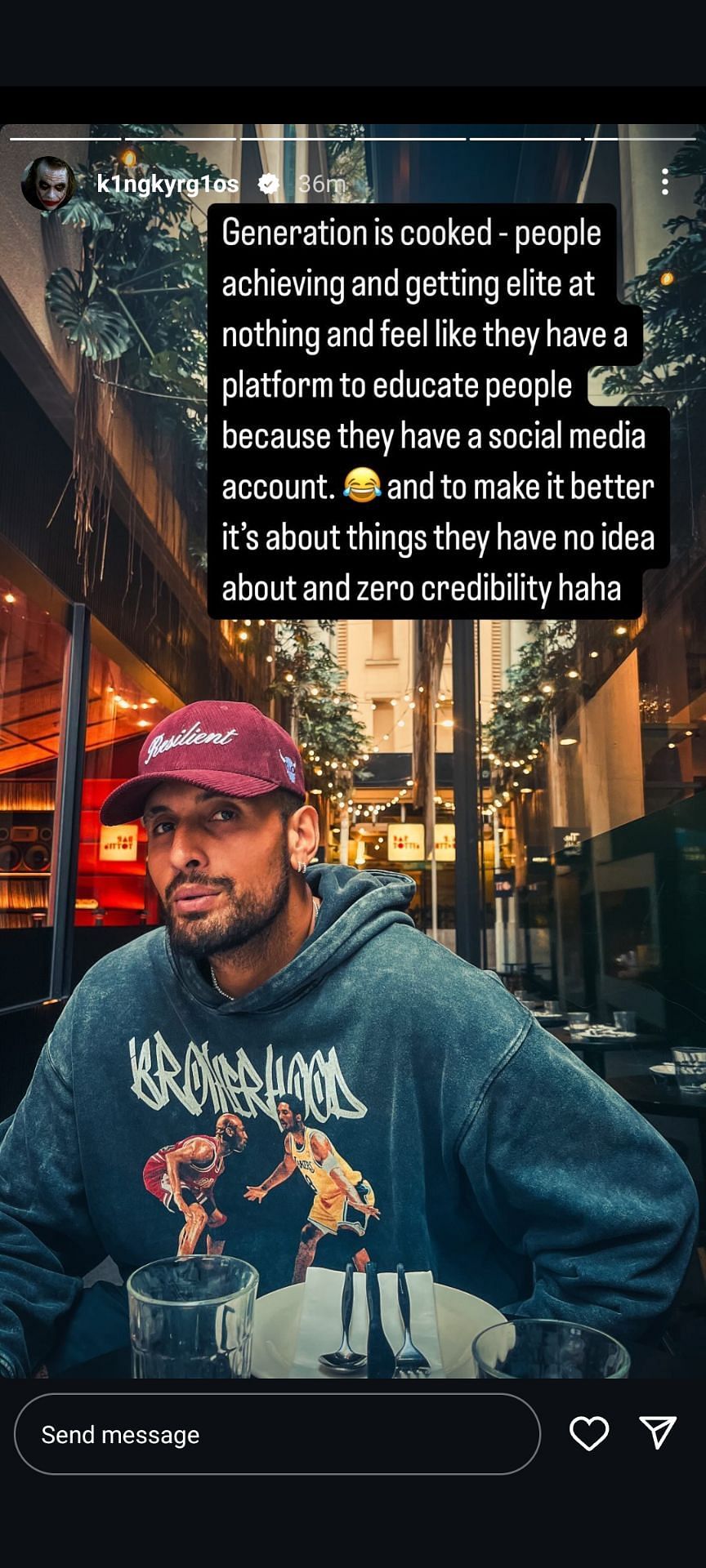 Nick Kyrgios dedicates cryptic message to slamming social media trolls who educate people with &#039;zero credibility&#039;