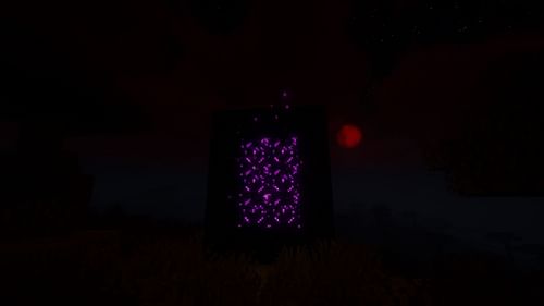 The haunting look and functionality make the Nether Portal one of the best Minecraft Halloween decoration builds (Image via Mojang Studios)