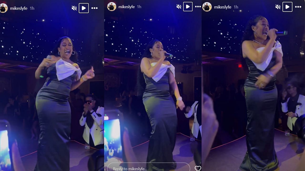 Trina performs at Wade&#039;s party. (Credits: @mikeslyfe/Instagram)