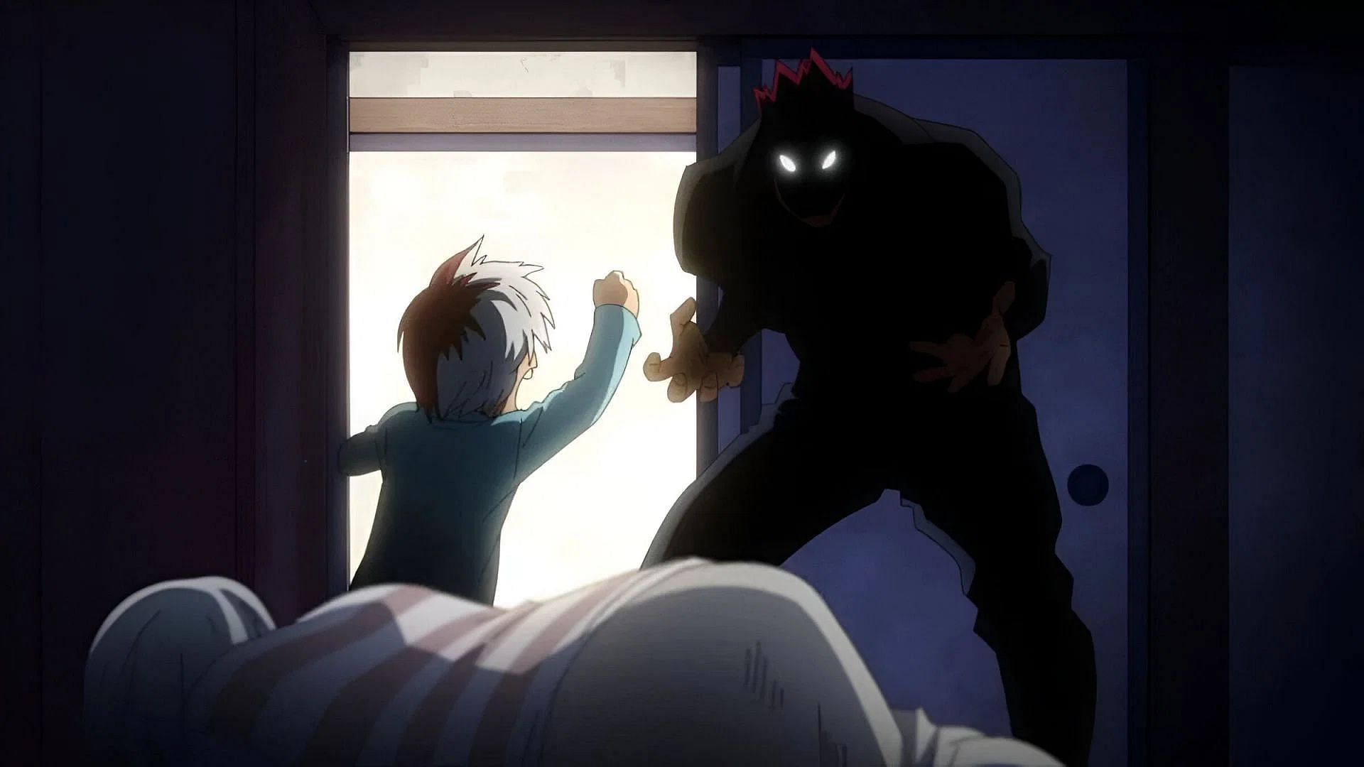 Endeavor and his family as shown in the My Hero Academia anime (Image via Studio Bones)