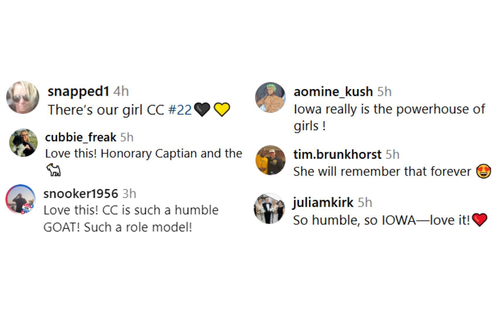 Fans&#039; comments on Caitlin Clark&#039;s exchange with Iowa&#039;s Kid Captain