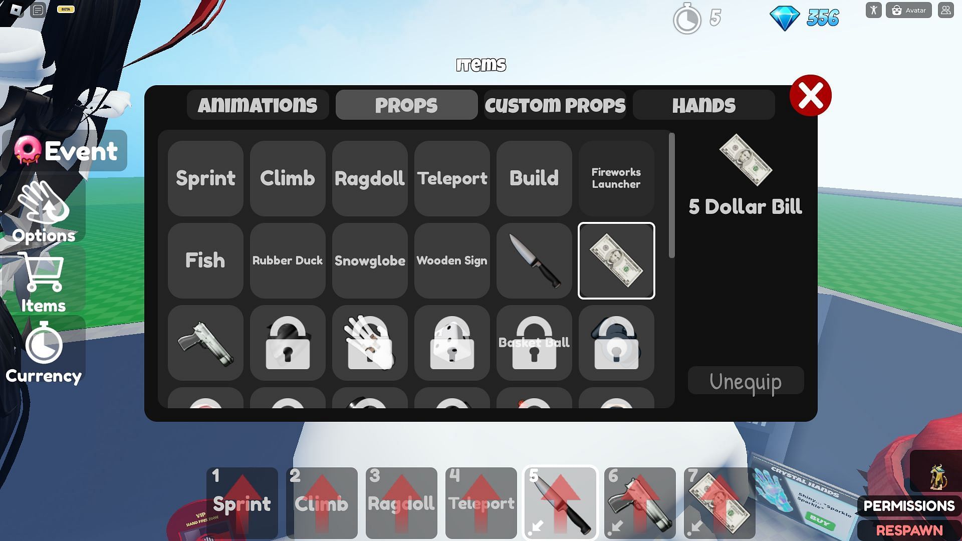 The prop shop in Realistic Hand RP (Image via Roblox)