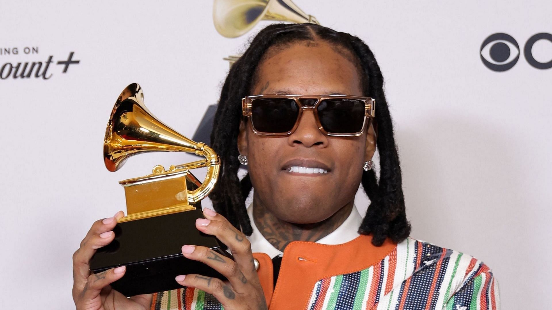 Lil Durk, winner of the &quot;Best Melodic Rap Performance&quot; award for &quot;All My Life&quot;, poses in the press room during the 66th GRAMMY Awards at Crypto.com Arena on February 04, 2024 in Los Angeles, California. (Photo by Kayla Oaddams/WireImage)