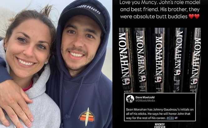 Johnny Gaudreau's wife Meredith showers love upon "role model and best friend" Sean Monahan for heartwarming tribute