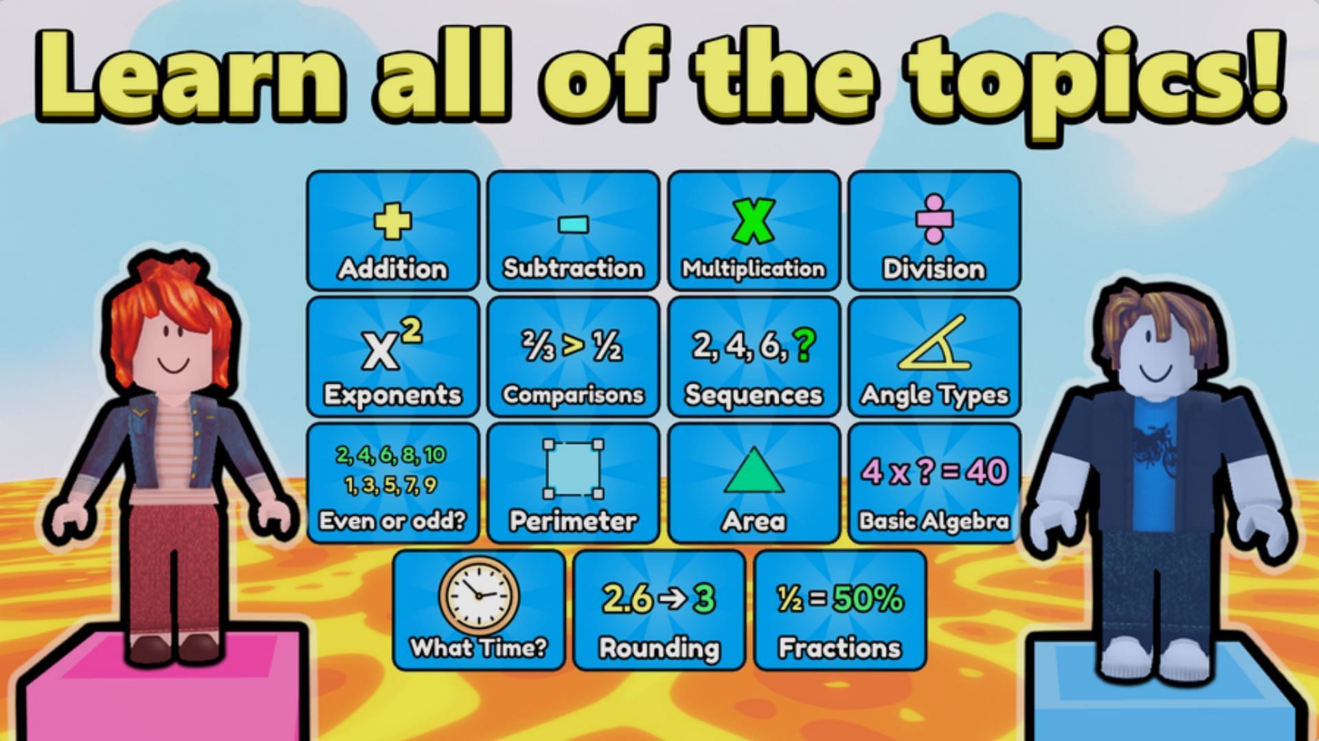 Learn all the sums in Math Tower Race (Image via Roblox)