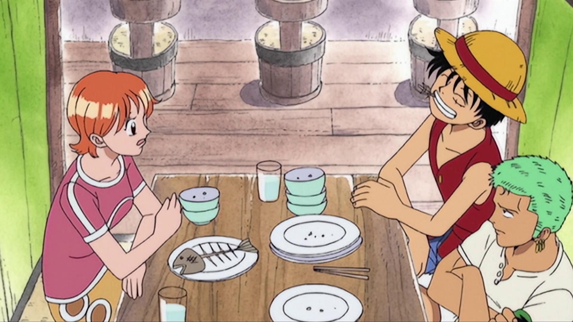 Nami, Luffy, and Zoro at the beginning of the series (Image via Toei Animation)