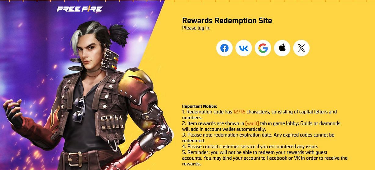 रिडीम कोड (Image via reward.ff.garena.com)