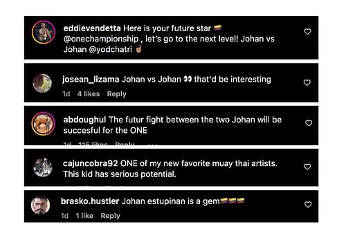 Screenshot of fans' comments. [ONE Championship/Instagram, screenshot]