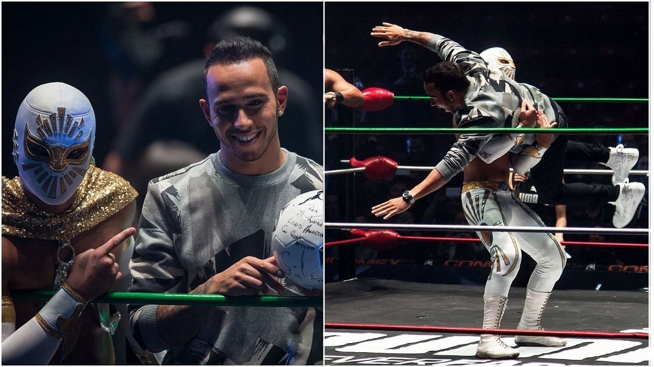 The time when Lewis Hamilton wrestled against Mistico aka Sin Cara (Getty Images)