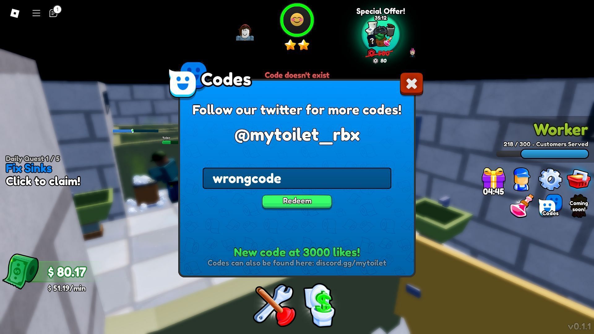 Avoid typos while entering codes (Image via Roblox)