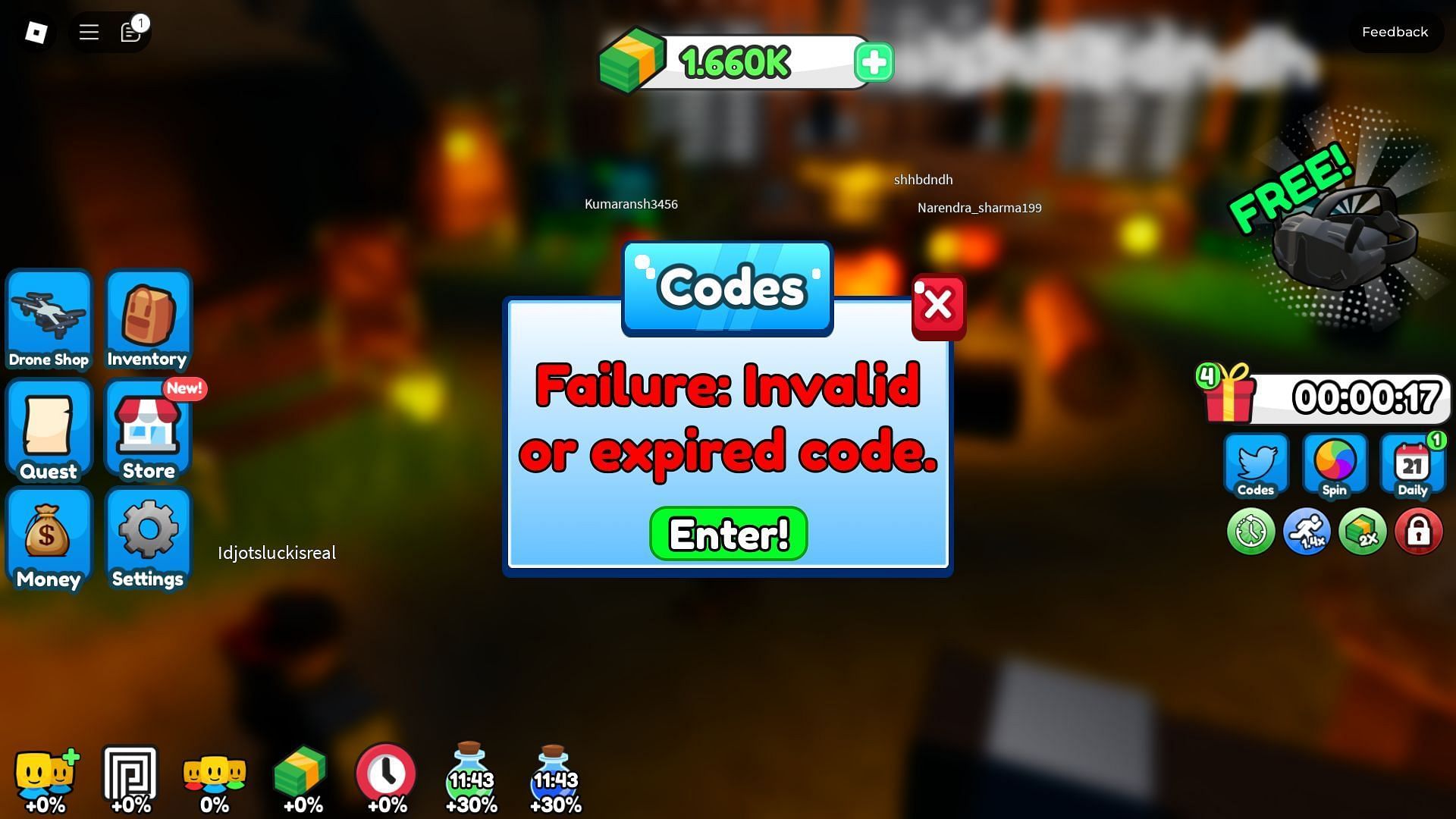 Avoid typos when entering codes (Image via Roblox)