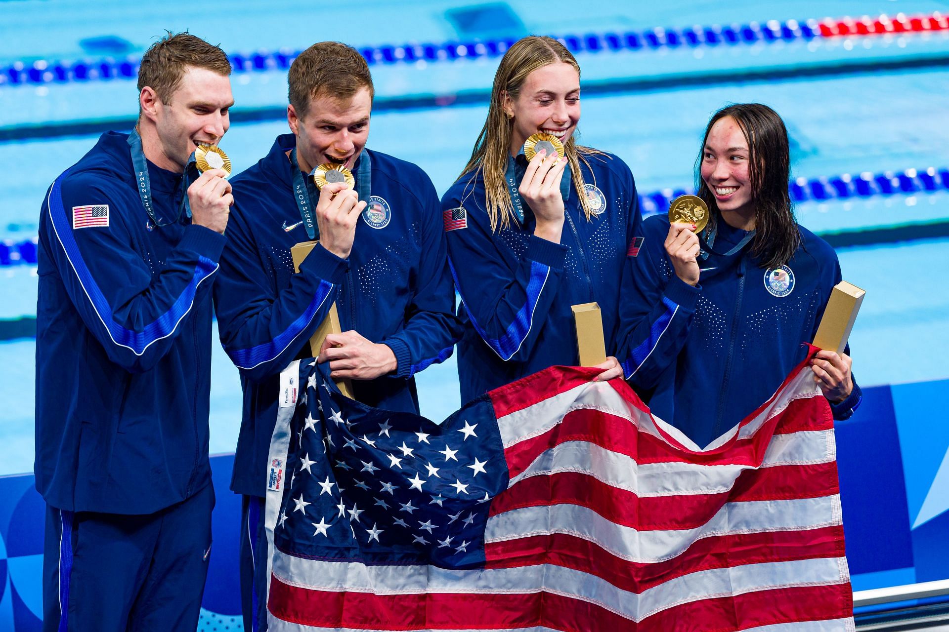 The American team that set the new world record in 4x100m Medley Relay at the 2024 Paris Olympics | Getty Images