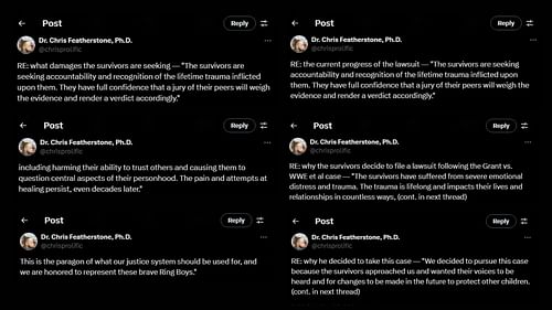 Chris Featherstone provided details from the plaintiffs' side [Image credit: Screenshots of Featherstone's X thread]