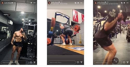 Screenshots of Austin Theory's posts to Instagram Stories (Photo Credits: Austin Theory on Instagram)