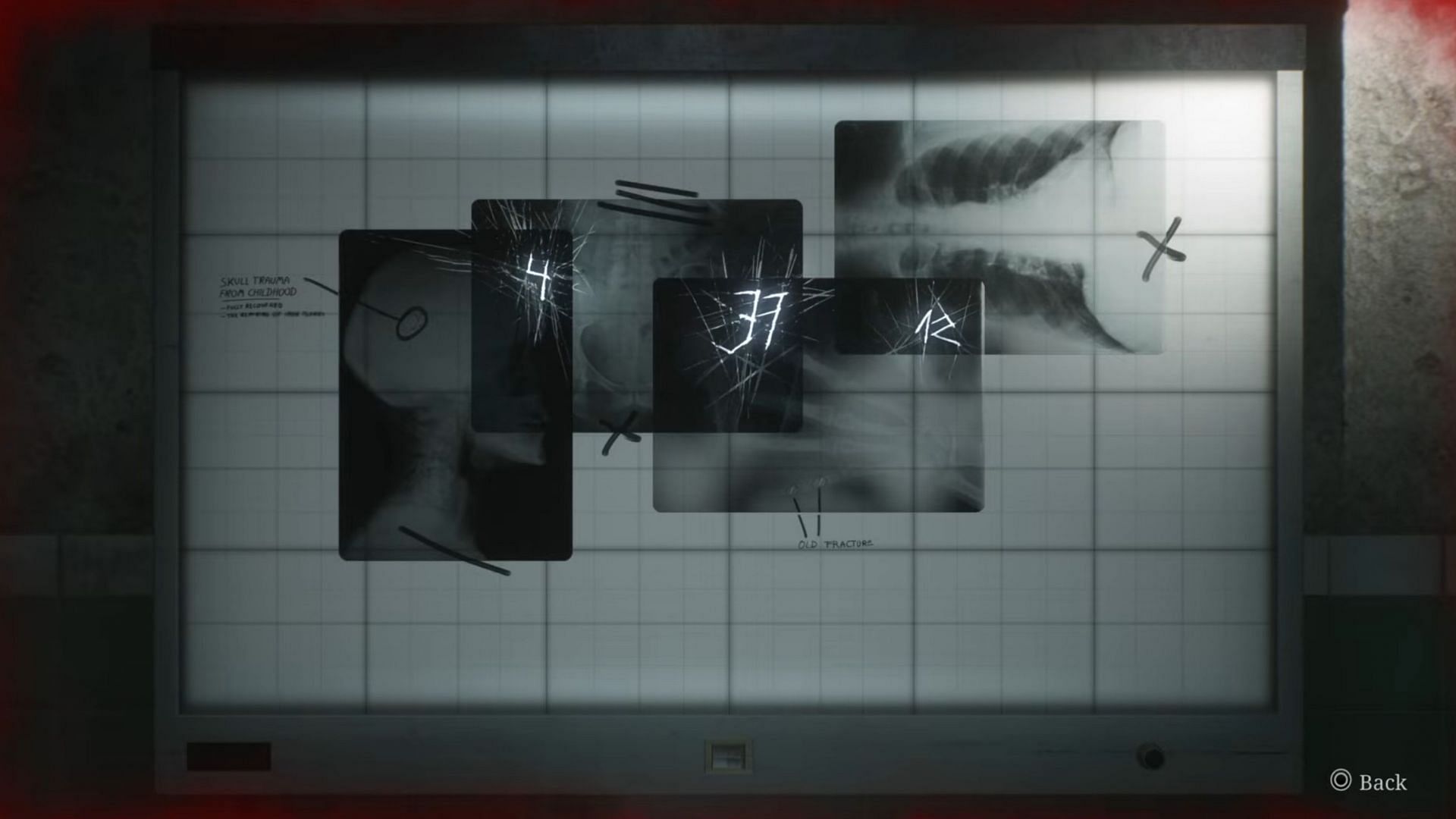 Align the x-rays to get the combination code (Image via Konami)