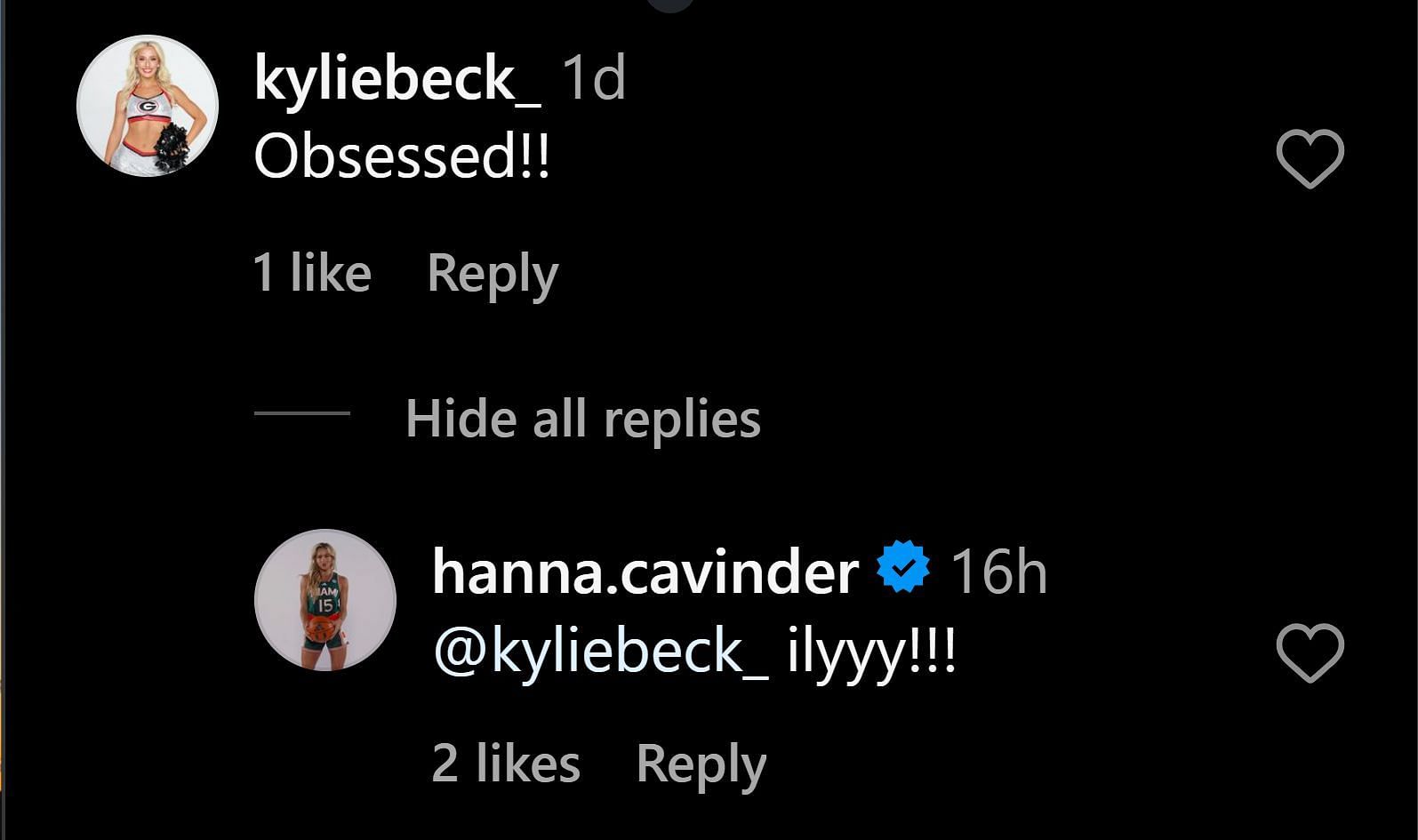 Kylie commented on Hanna&#039;s IG post