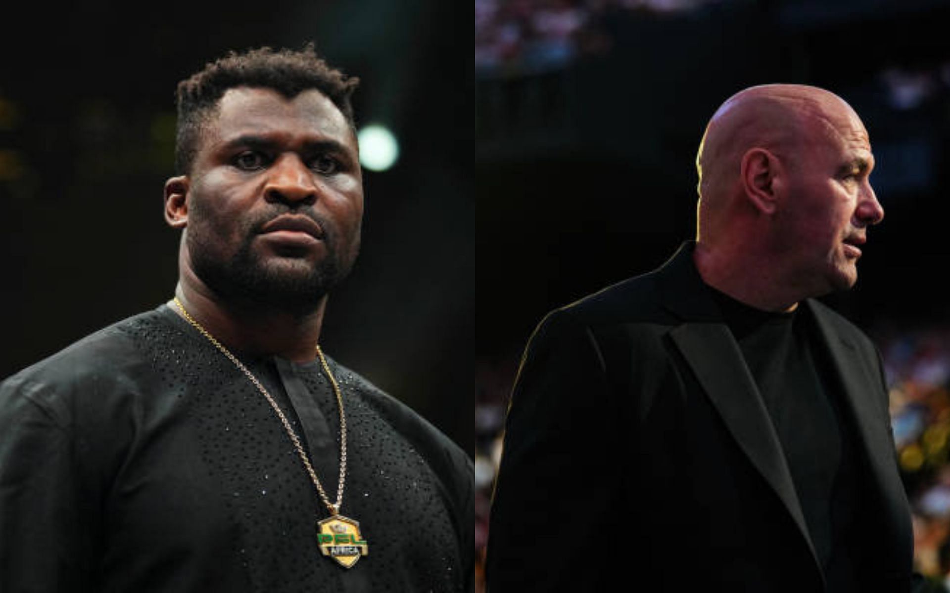 Francis Ngannou (left) responds to claim from Dana White (right) [Image credits: Getty Images]