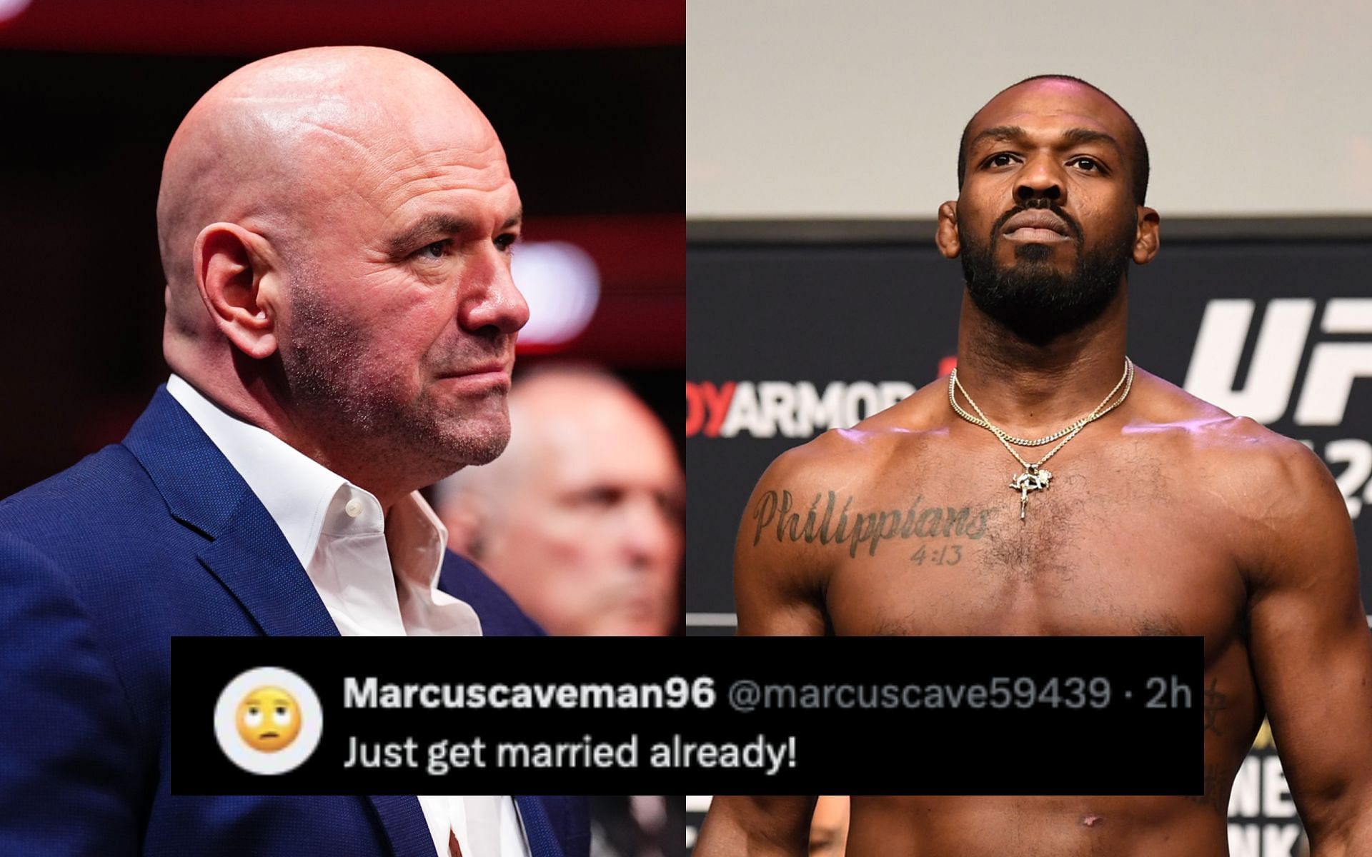 Fans react to Dana White (left) practically naming Jon Jones (right) as his perfect fighter. [Image courtesy: Getty Images]