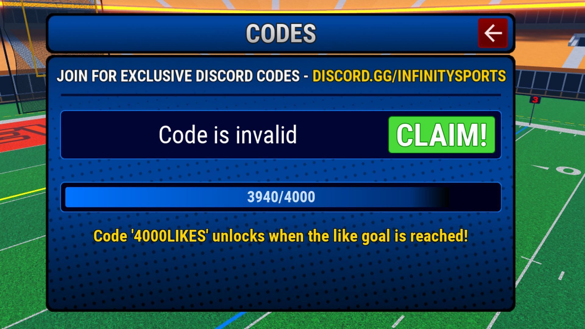 Football Legends invalid code issue (Image via Roblox)