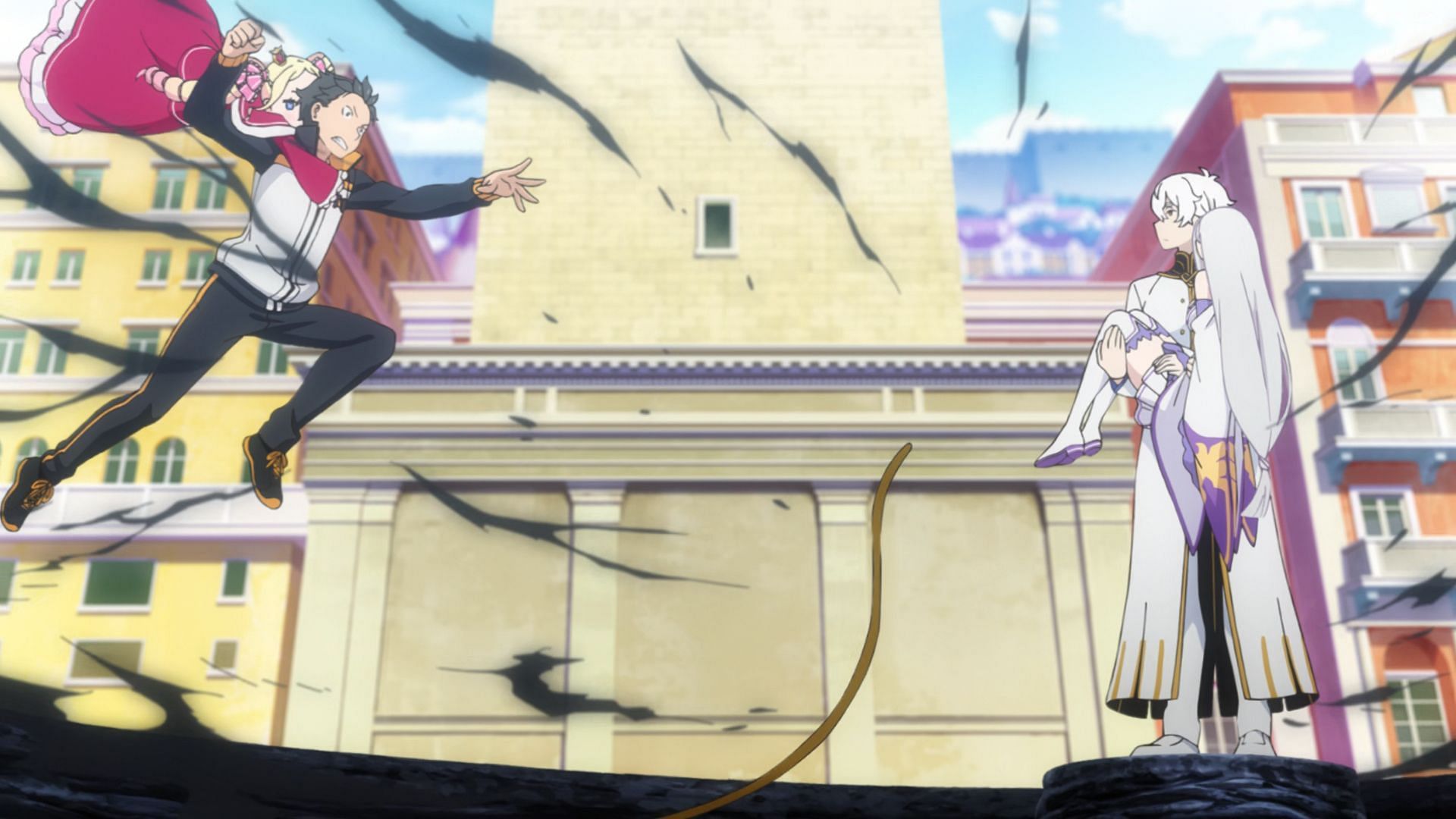 Subaru and Beatrice vs. Regulus (Image via White Fox)