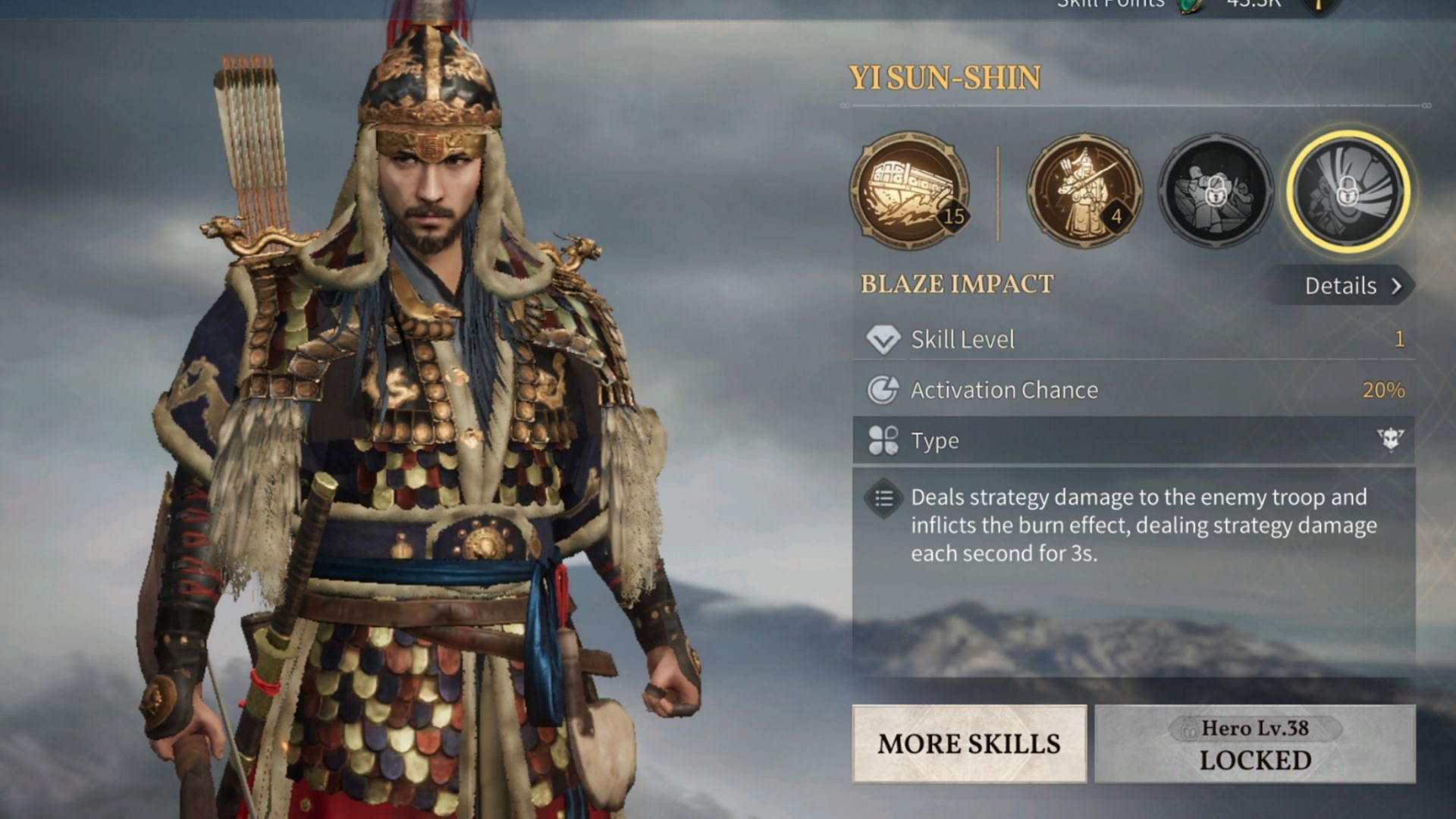 Yi Sun-Shin stats in Age of Empires Mobile (Image via Level Infinite)