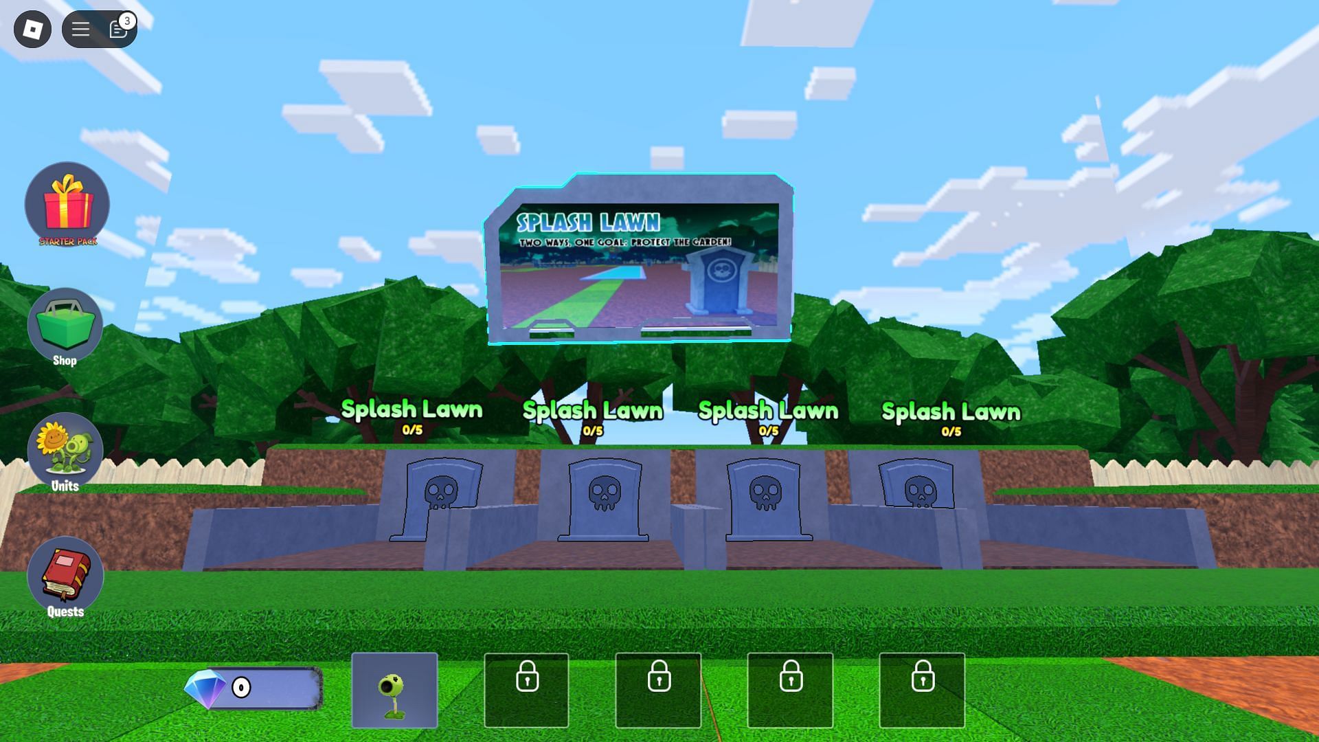 A stage in Garden Defense (Image via Roblox)