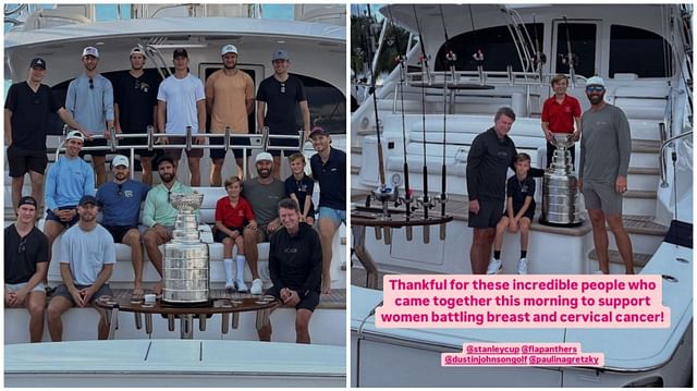 Wayne Gretzky, grandsons Tatum &amp; River alongside Dustin Johnson join Stanley Cup champs Panthers to support Promise Fund NPO [via IG/@paulinagretzky, @thepromisefund]