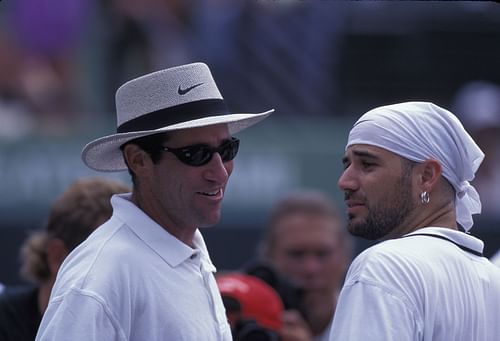 Andre Agassi and his ex-coach Brad Gilbert (Source: Getty)