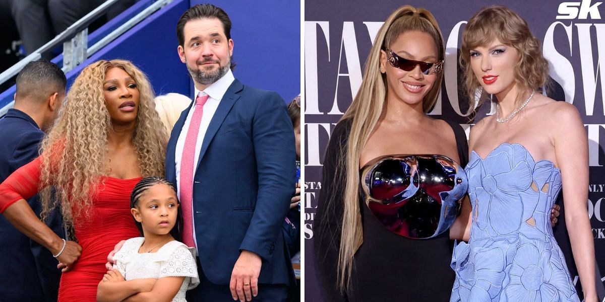 Serena Williams, Alexis Ohanian and their daughter Olympia Ohanian (L) &amp; Beyonce with Taylor Swift (R) [Image Source: Getty Images]