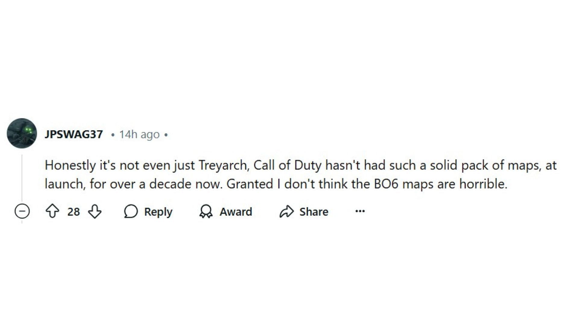 A user highlighting Activision&#039;s work (Image via Reddit)