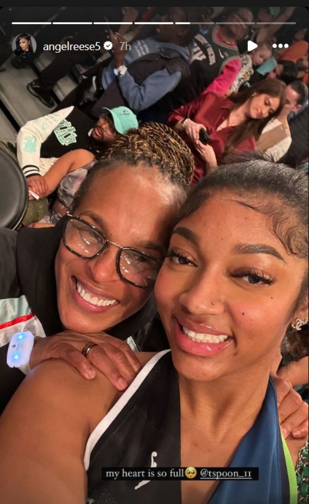 Reese reacts after linking up Weatherspoon in WNBA Finals (Image: @angelreese5 IG)