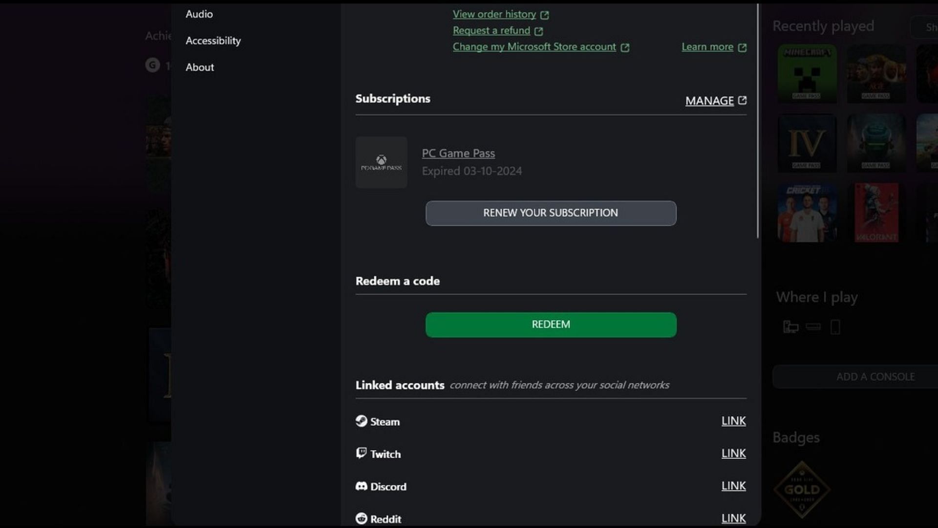 How to check your current Xbox subscription (Image via Microsoft)