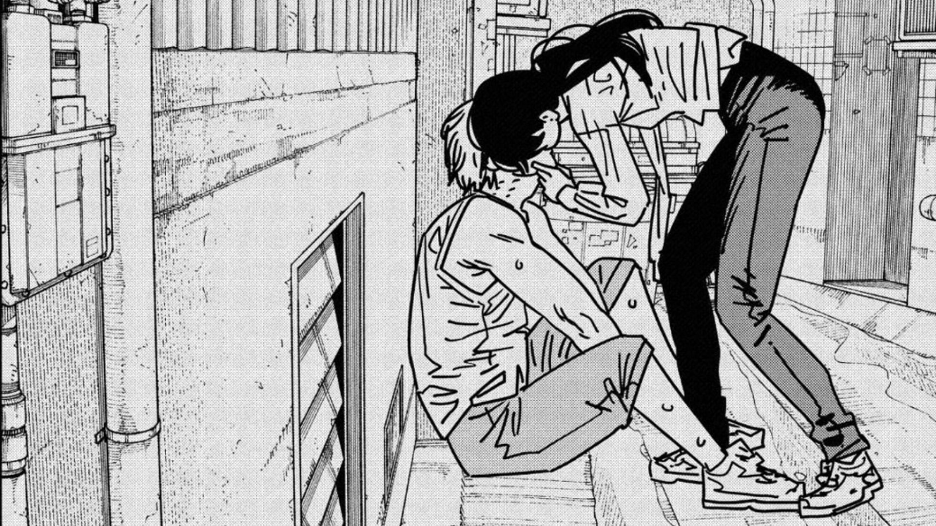 Asa/Yoru kisses Denji (Image via Tatsuki Fujimoto, Viz Media)