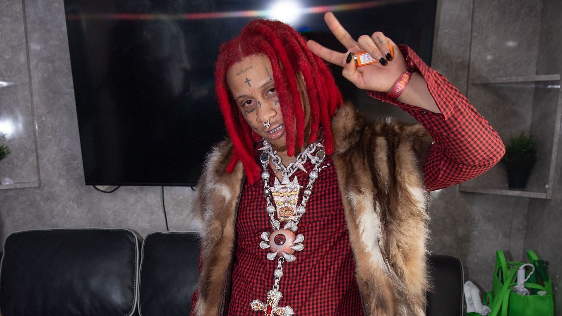 Trippie Redd Backstage during Revolt World 2024 at Pangaea Studios on September 20, 2024 in Atlanta, Georgia. (Photo by Prince Williams/WireImage)