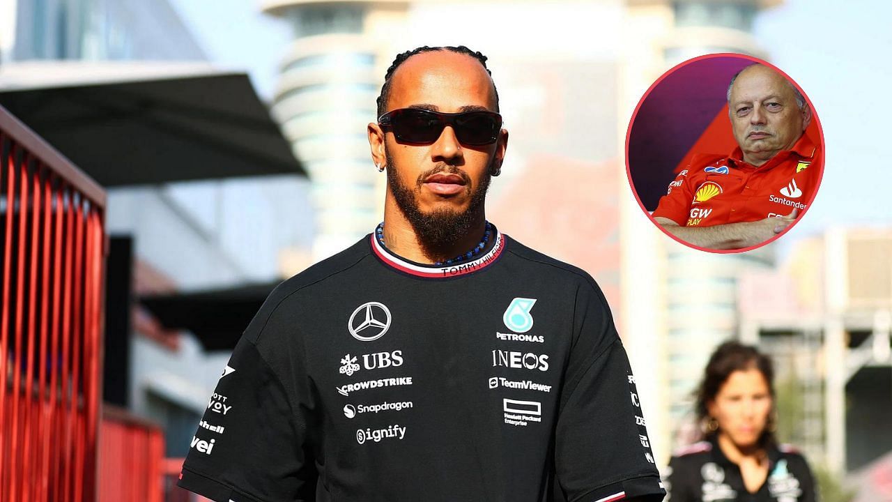 Lewis Hamilton (foreground), and Fred Vasseur (circle). Credit: Getty Images