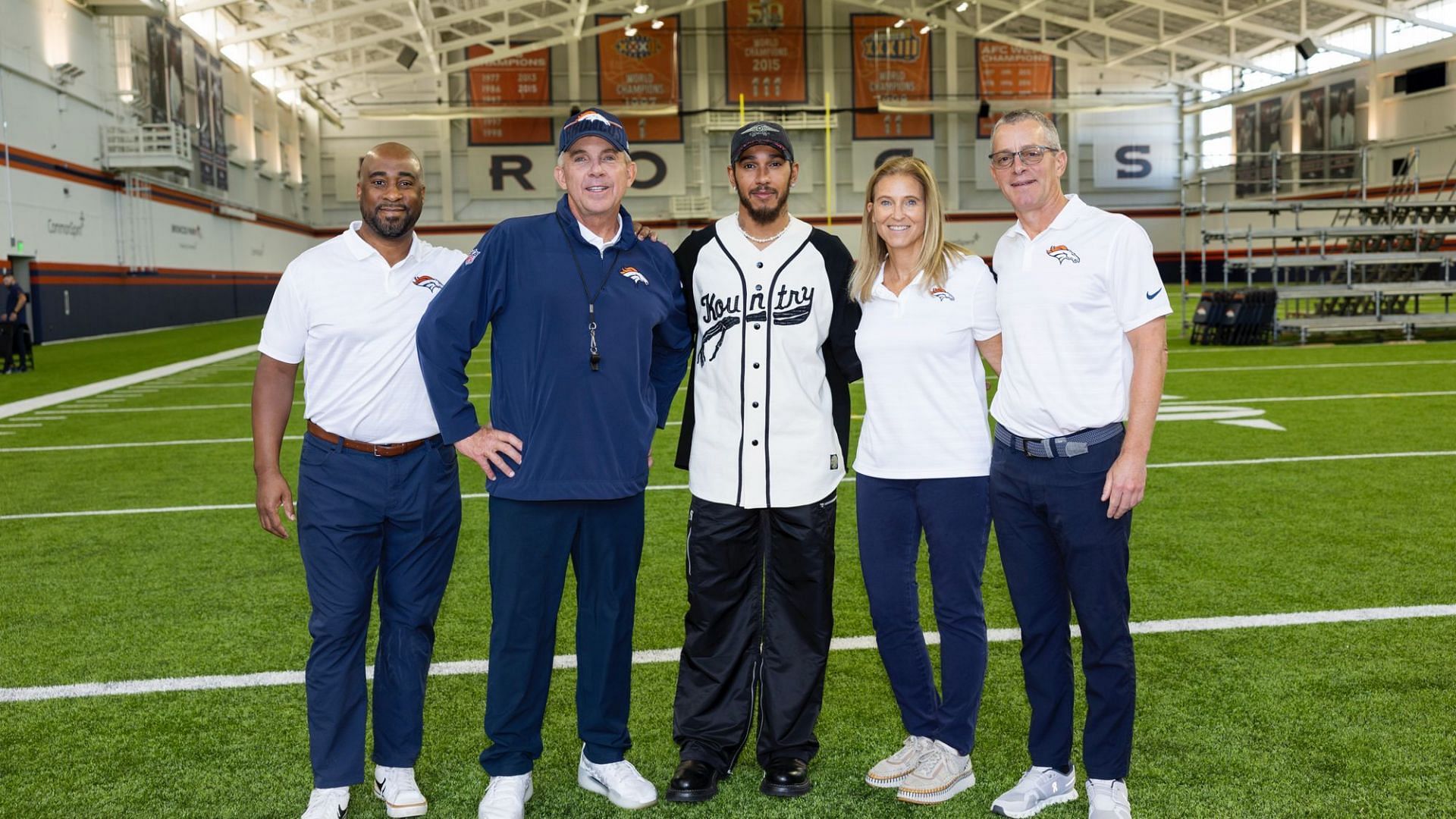 Lewis Hamilton with the Denver Broncos (@Broncos on X)