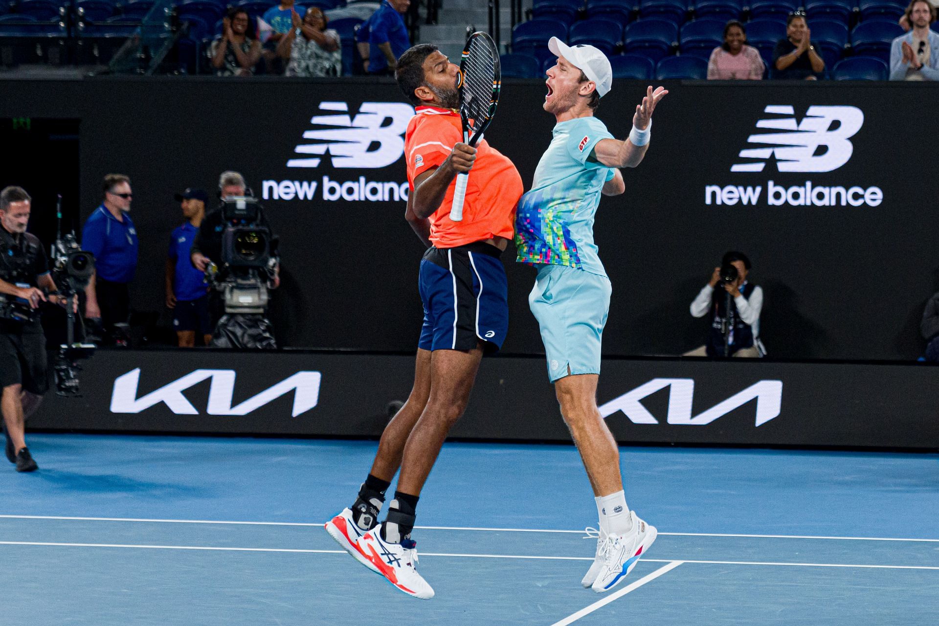 Rohan Bopanna &amp; Matthew Ebden in action at the 2024 Australian Open (Picture: Getty)