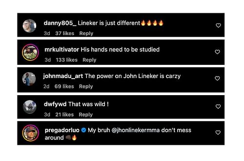 Screenshot of fans' comments. [ONE Championship/Instagram, screenshot]