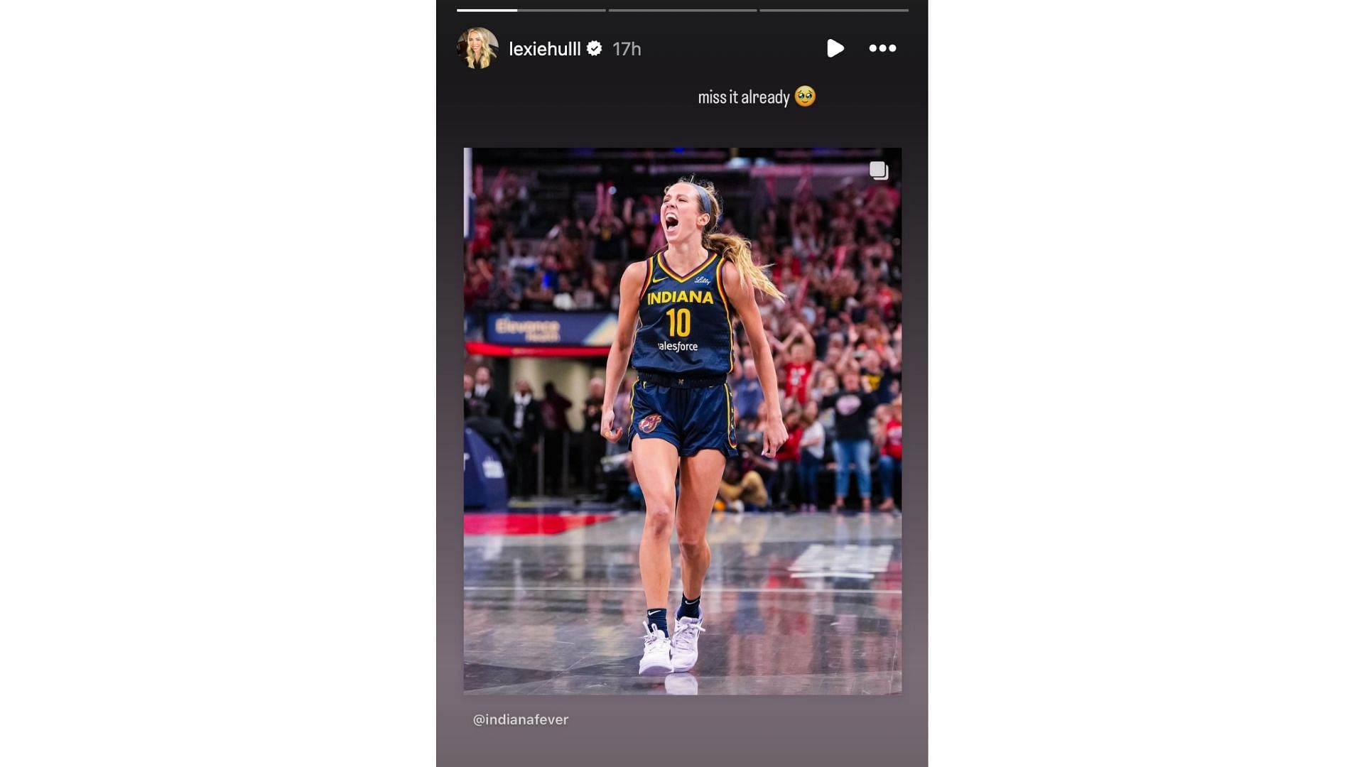 Lexie Hull shares a special three-word response to the Indiana Fever. Photo Credit: Lexie Hull&#039;s IG account.