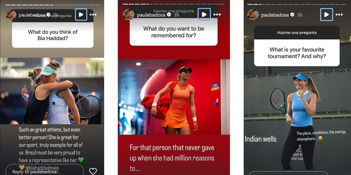 Paula Badosa's Q&A from her Instagram Story. (Image: Instagram @paulabadosa)