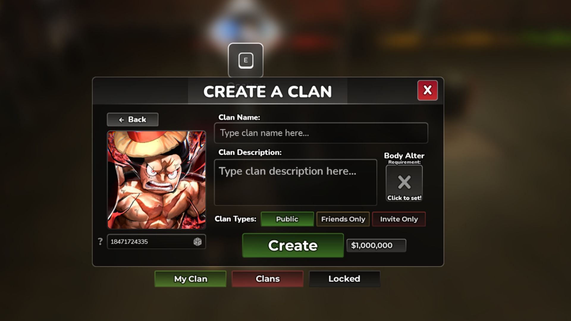 You must have $1,000,000 to create a Clan (Image via Roblox)