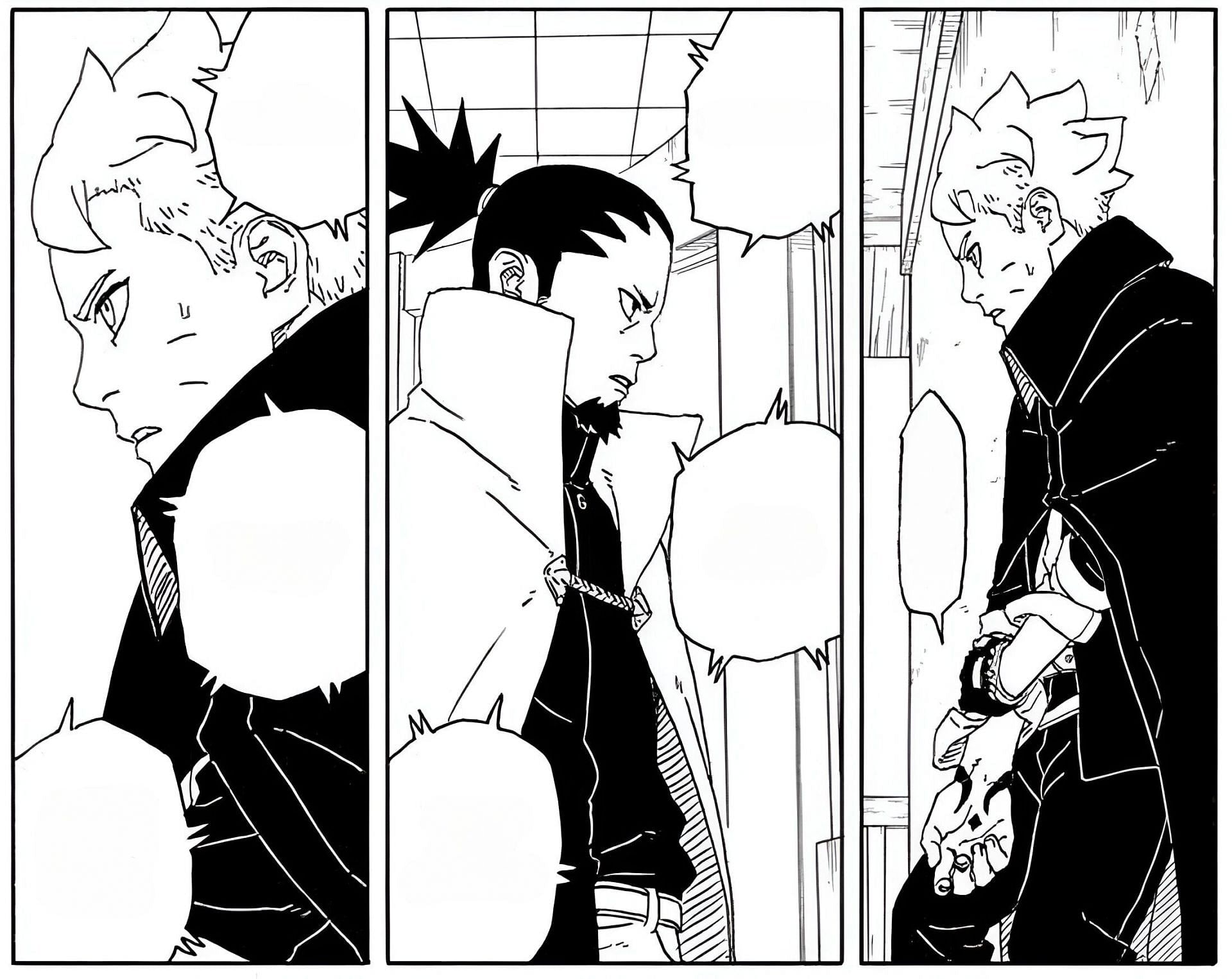 Boruto and Shikamaru as seen in the manga (Image via Shueisha)