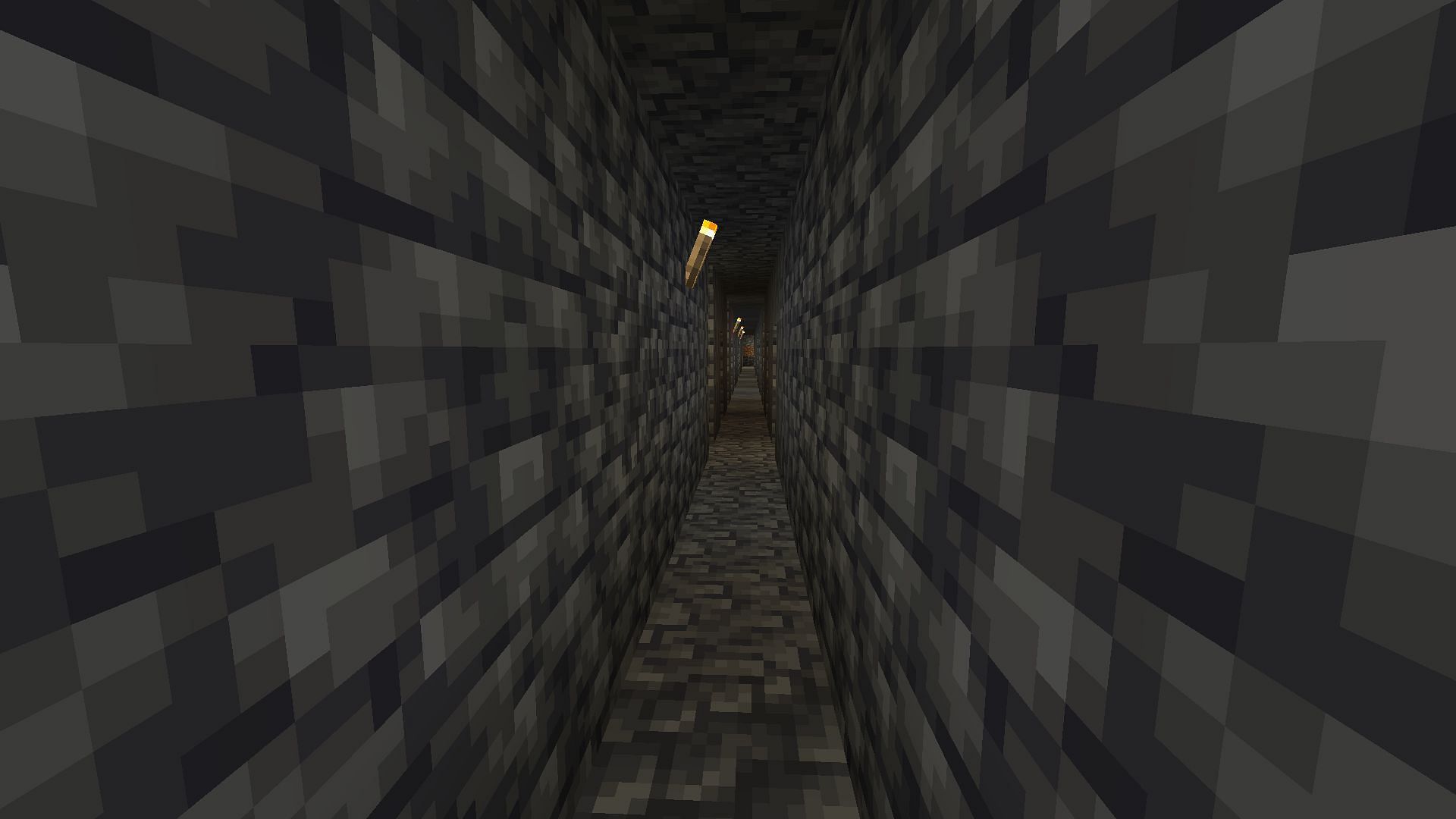 Strip mining means mining in a straight line in a particular direction (Image via Mojang Studios)