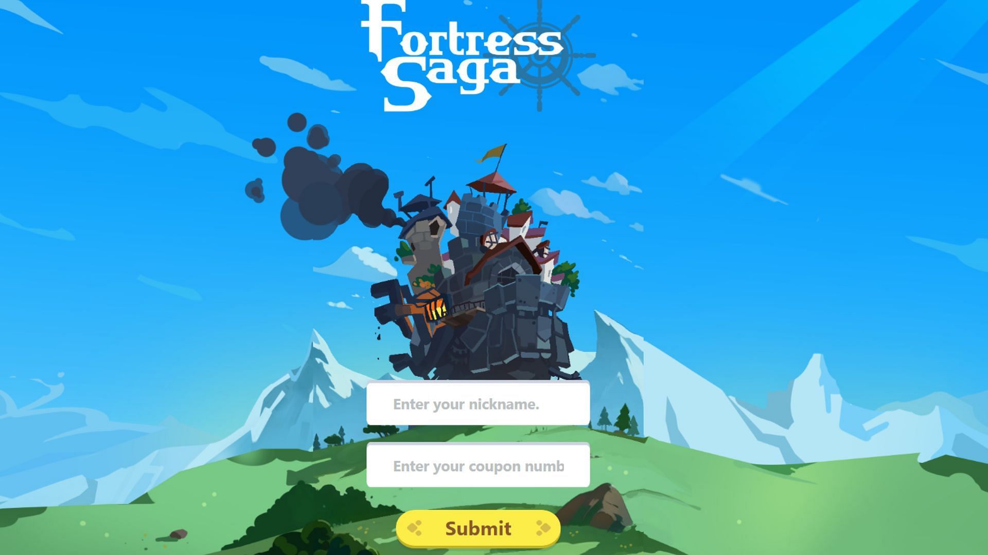 Redeem codes from the Fortress Saga website (Image via KickApps)