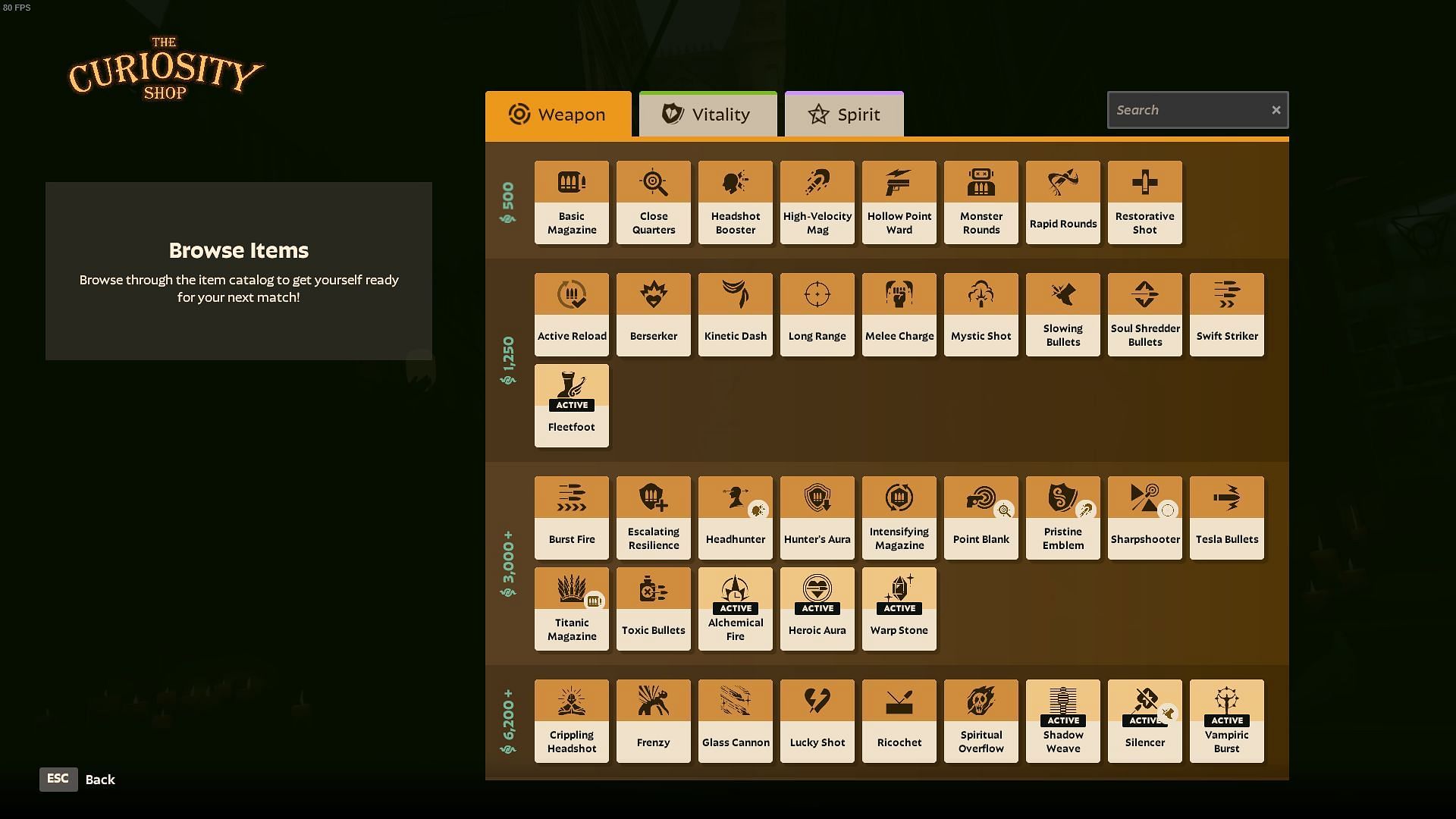 All Weapon items in Deadlock (Image via Valve)