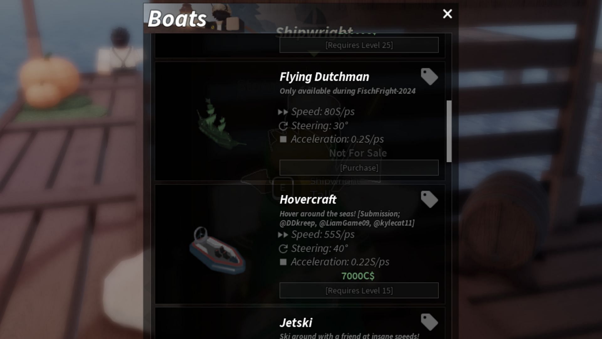 You cannot directly purchase the Flying Dutchman (Image via Roblox)