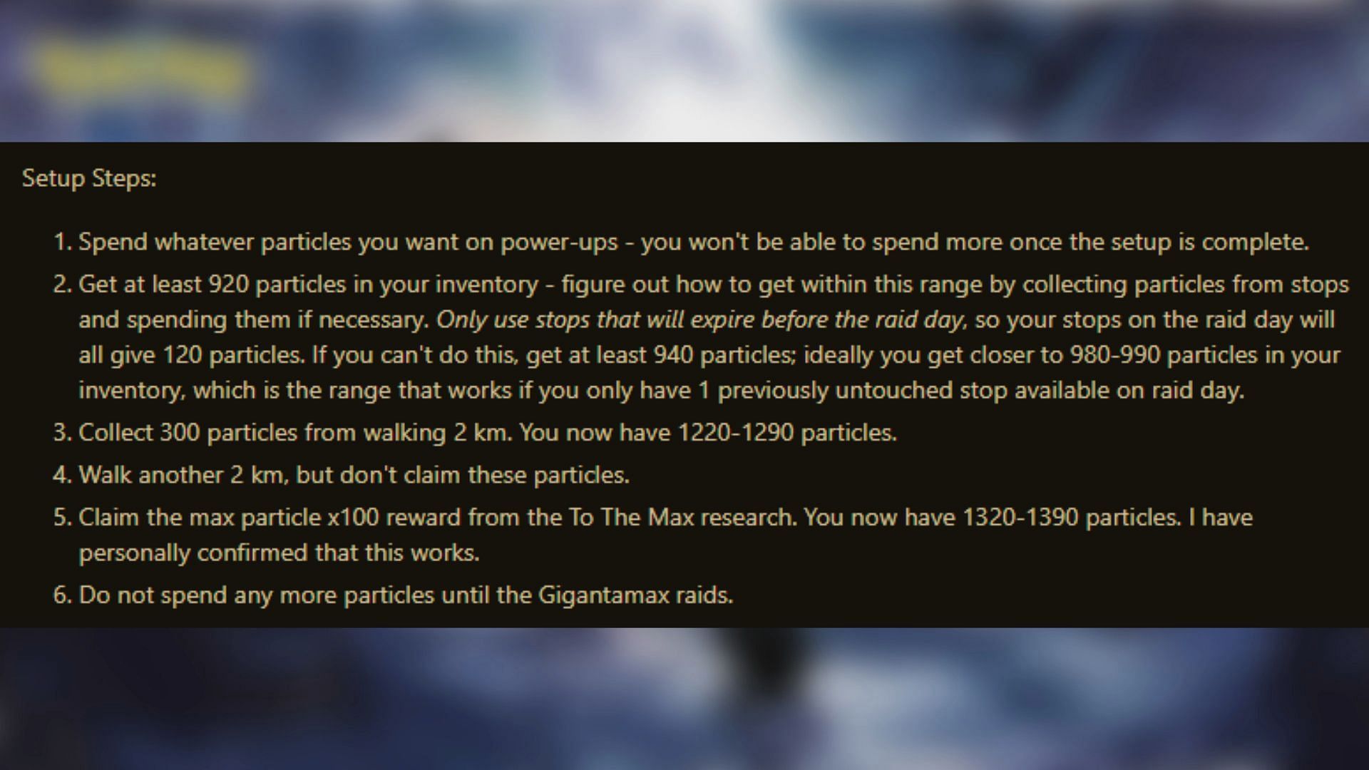 Setup steps for the Gigantamax trick according to the user (Image via Reddit)