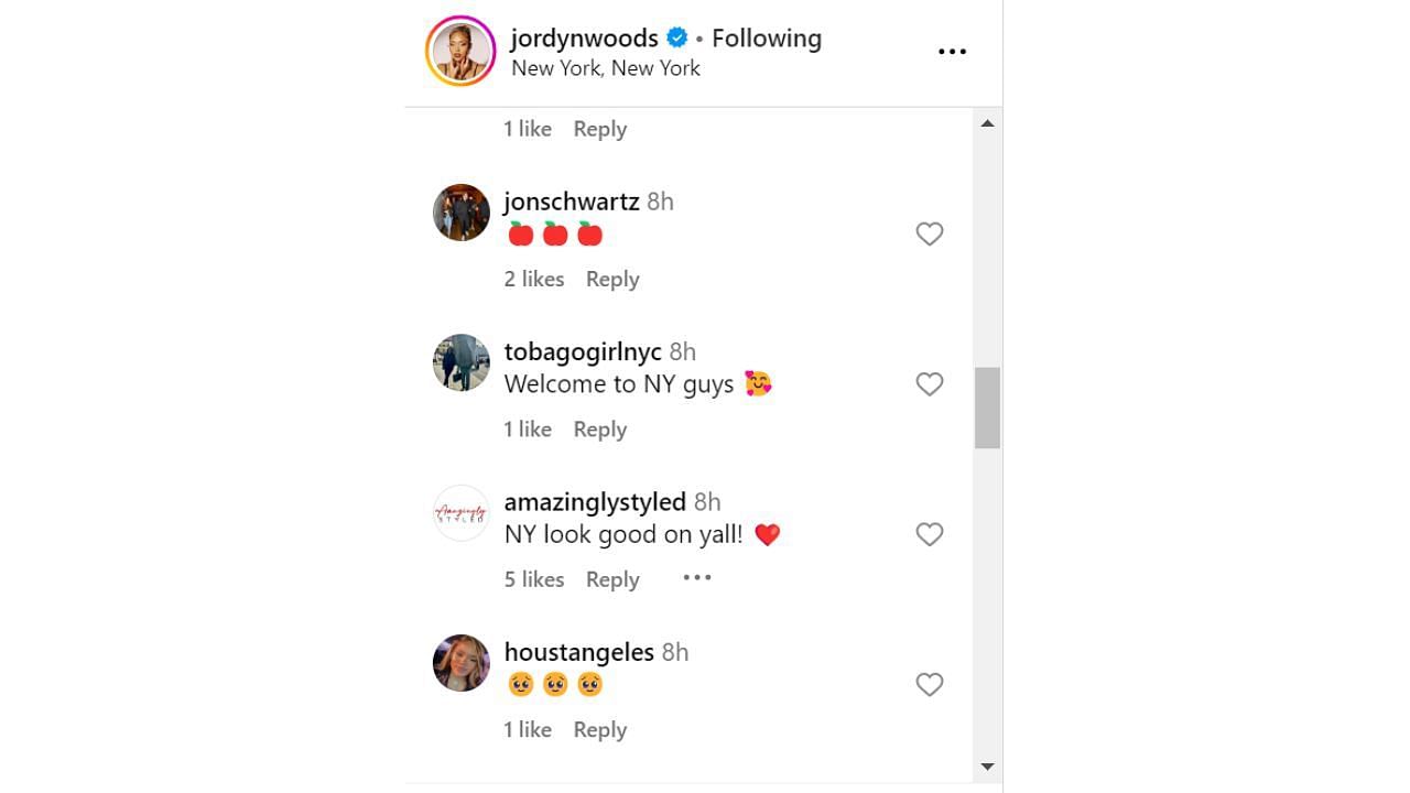 Fan reaction to Woods&#039; IG photos. [photo: @jordynwoods/IG]