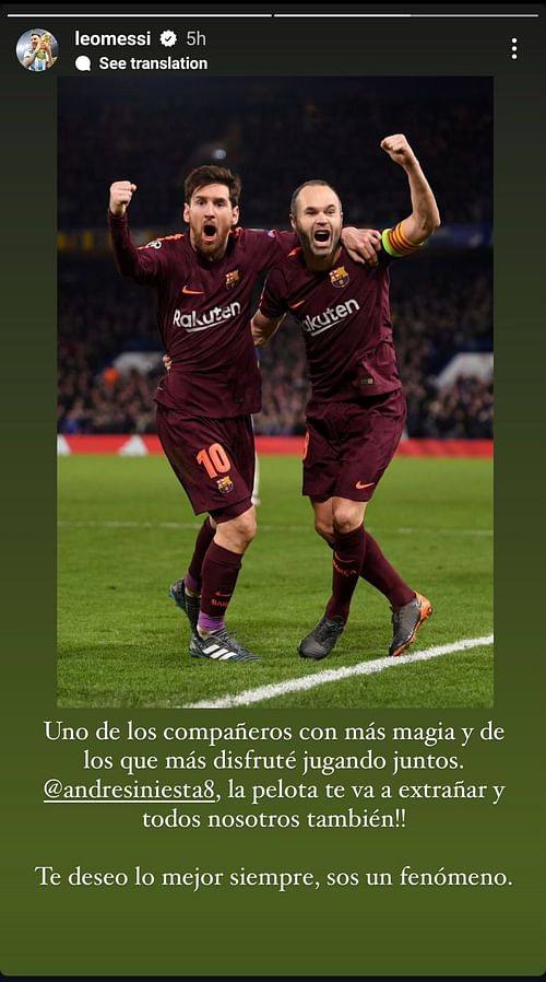 Lionel Messi and Andres Iniesta pictured together in the 2017-18 season 