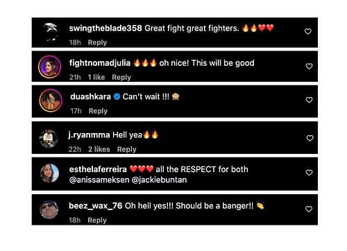 Screenshot of fans' comments. [ONE Championship/Instagram, screenshot]